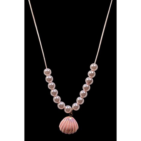Pink Mermaidcore Iridescent Shell Pendant Beaded Necklace - Picture 2 of 6
